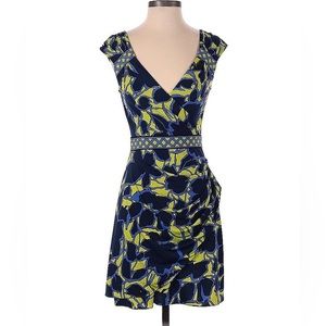 BCBGMAXAZRIA Casual Dress -Sheath: Blue Print Dress size extra small